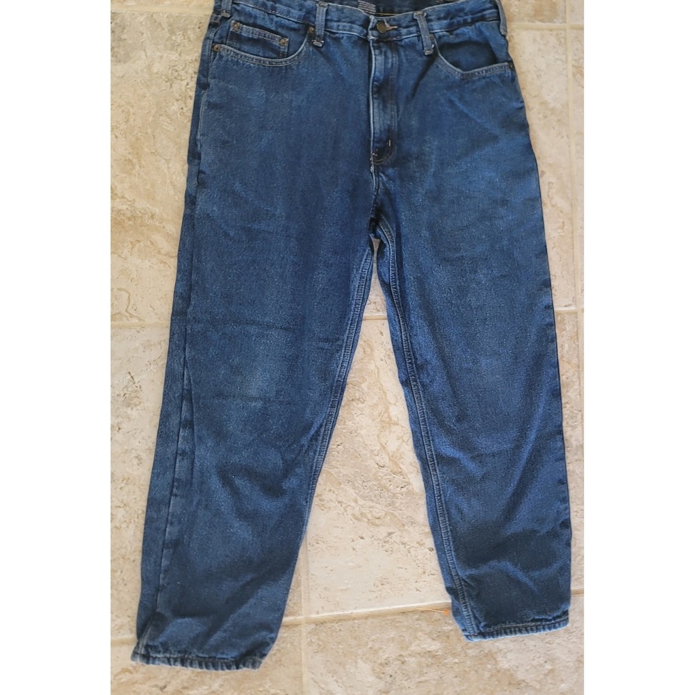 Full Blue Flannel Lined Jeans Relaxed Fit Straight Leg Mens 36x30 Medium Wash